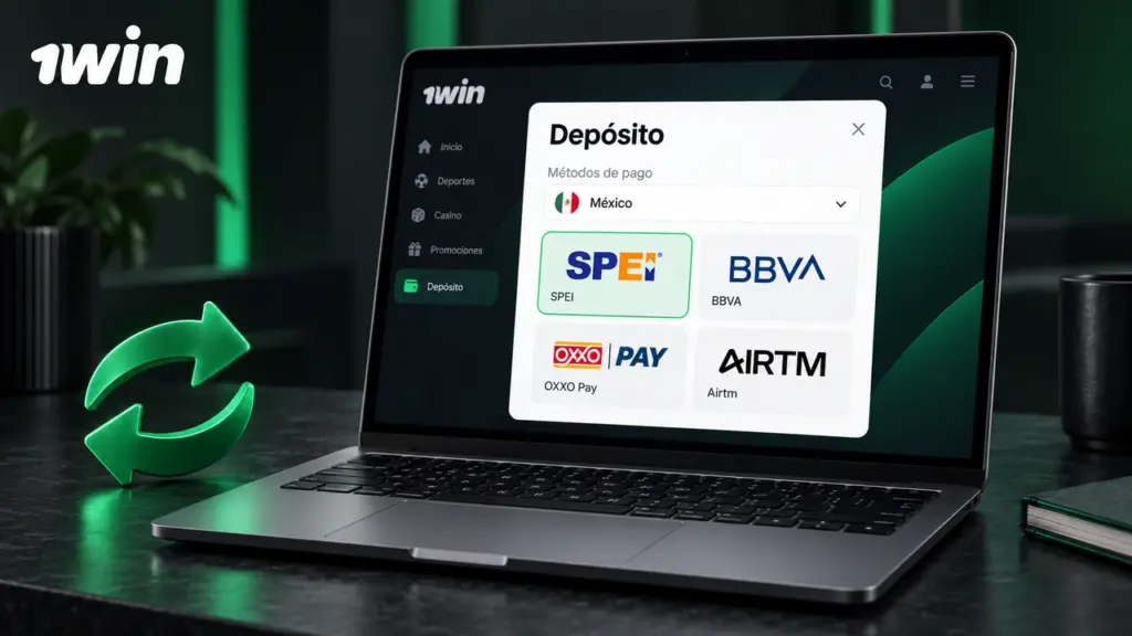 Ilustración de pagos de 1win para México